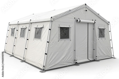 White Quarantine Tent Set Against a Plain Background Generative AI