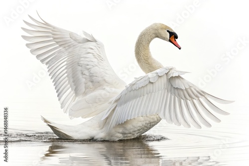 Obraz na płótnie Elegant White Swan Displays Majestic Wings in Tranquil Setting Generative AI w salonie