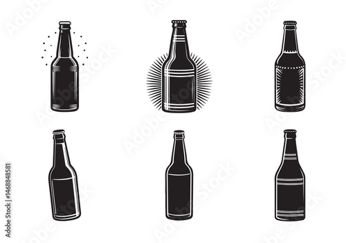Beer Bottle Silhouette Vector Set