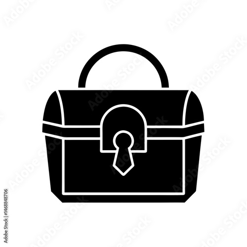 treasure chest lock icon on white background  .svg