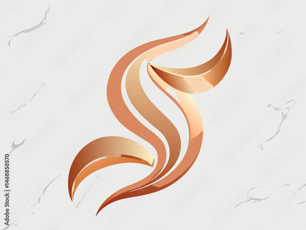 Fototapeta premium fluid rose gold metallic shapes blending into soft