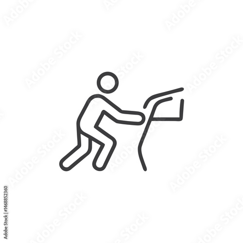Pushing Action Icon for Physical Activity Apps, Moving Services, Strength Training Programs and Instructional Diagrams