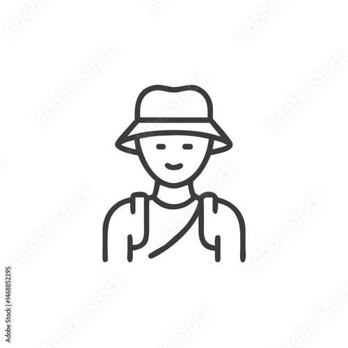 Tourist Icon with Hat for Travel Websites, Vacation Planning Apps, Tourism Guides and Recreational Service Platforms