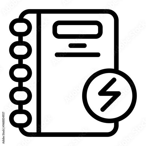 Notebook lightning bolt Line Icon
