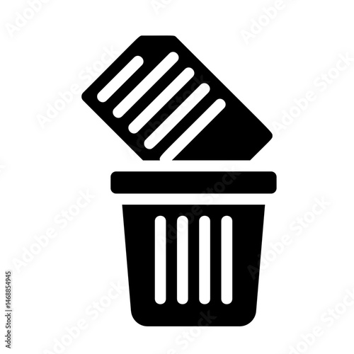 Trash Note Cut out Solid Icon