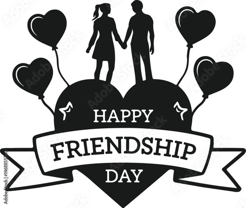 Happy Friendship Day Celebration silhouette illustration