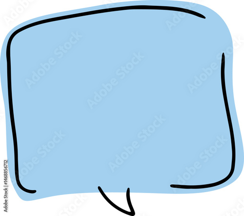 square speech bubble with broken black outlines hand drawn with black curved lines with a rectangular blue background