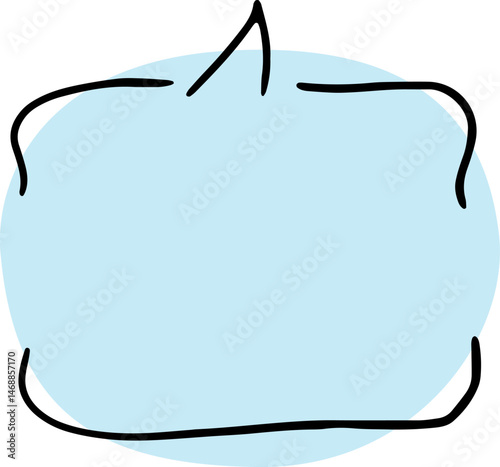 conversational speech bubble with broken black outlines hand drawn with black curved lines with a rounded blue background