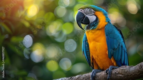 Colorful Macaw Parrot Perched on a Branch