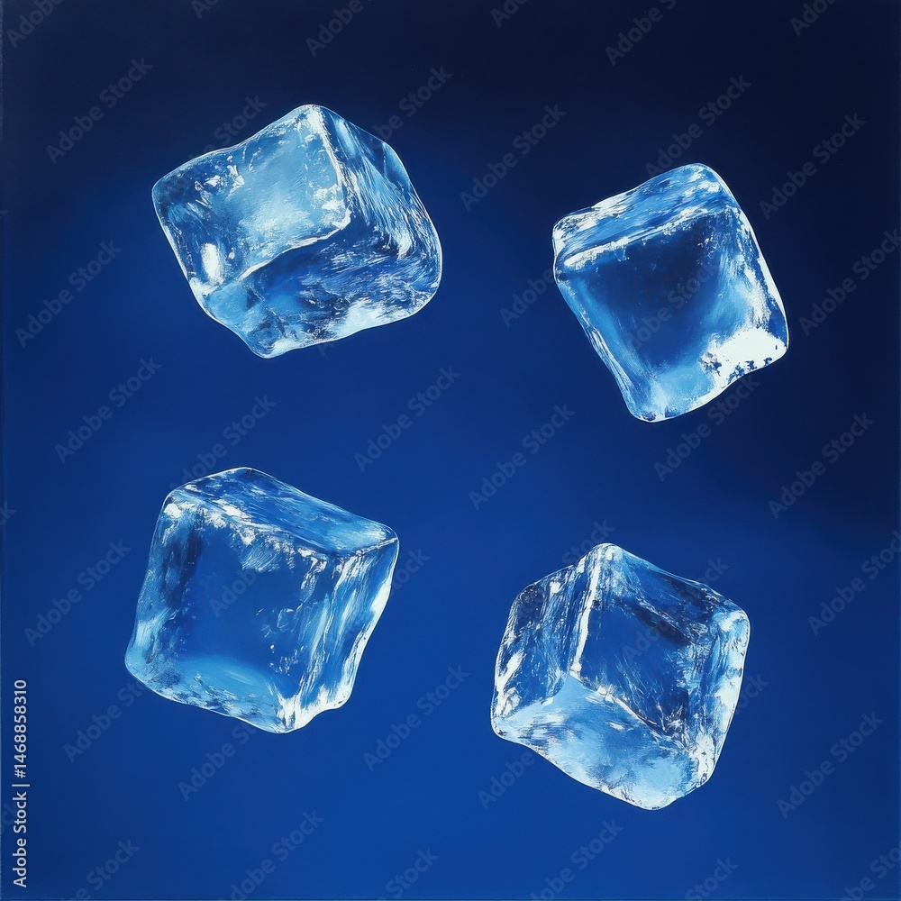 Obraz premium Four flying ice cubes cut out