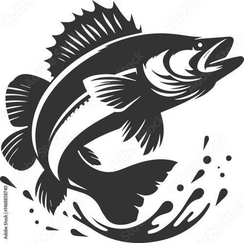 Vector of a walleye fish silhouette black