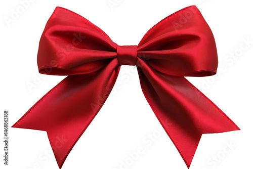 Elegant Red Satin Gift Bow on Transparent Background