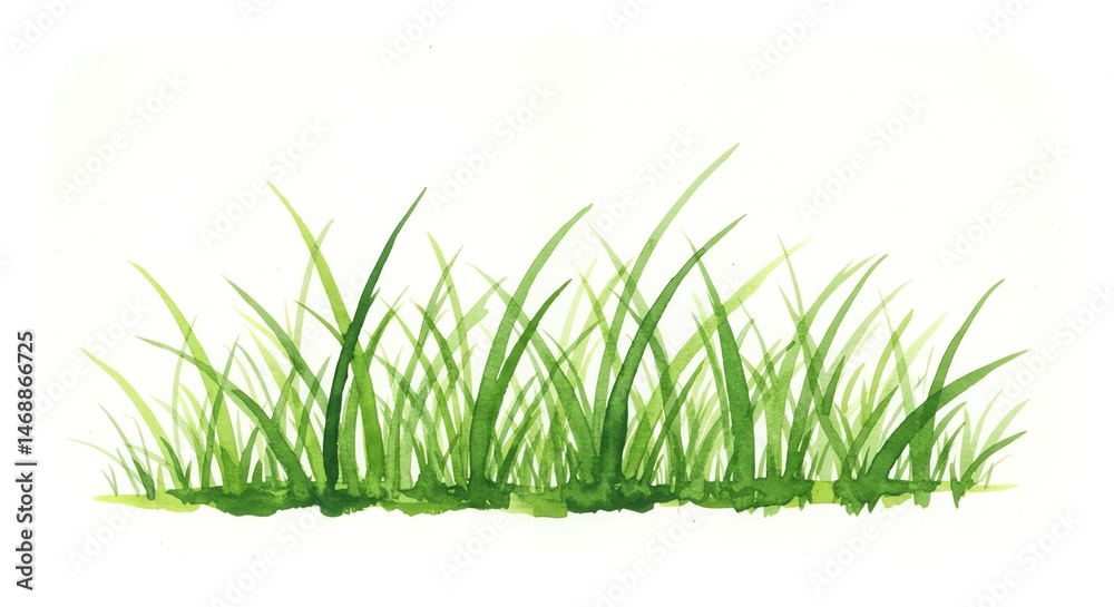 Fototapeta premium Green grass watercolor illustration element