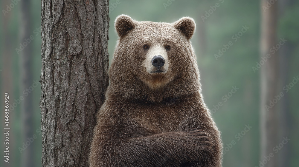 Obraz premium Majestic Brown Bear in the Forest