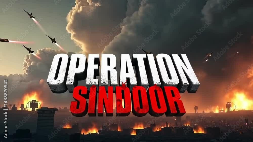 india vs pakistan war, Attack Weapon Nuclear Missile Battle Army Warrior, Operation Sindoor poster with missiles and blasts in the background, india vs pakistan war