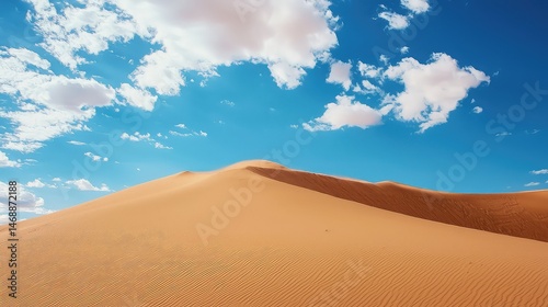 Voxel Style Sand Dune Landscape with Fluffy Clouds and Blue Sky in Digital Art