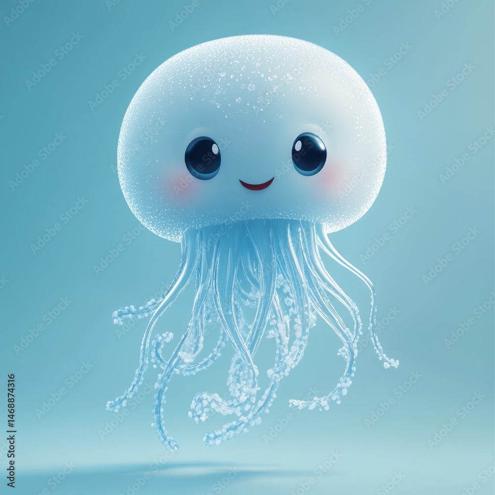 Obraz premium Whimsical digital rendering of a cute jellyfish.
