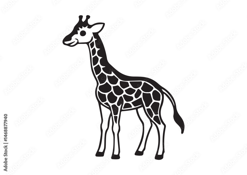 Fototapeta premium Cute Giraffe Silhouette Vector