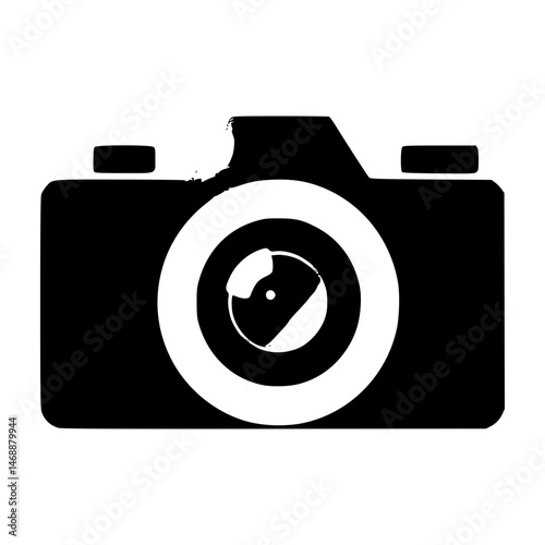 Camera Photography Icon Black White Vector Illustration - Modern Style Photo Equipment and Shutter Lens Design