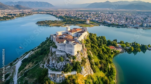 The magnificent Rozafa Castle, perched on a hill overlooking the city of Shkodra and the surrounding lakes