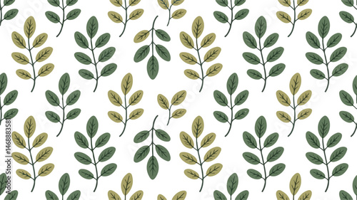 Wallpaper Mural Green leafy foliage seamless repeating pattern on white background Torontodigital.ca