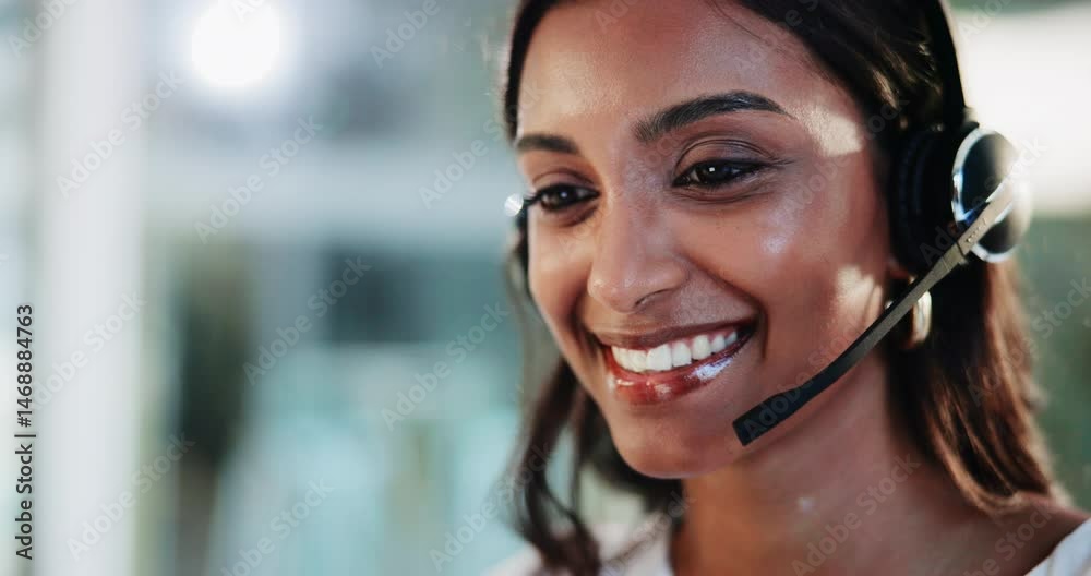 Consultant, happy woman or wave for customer service, sales video or consulting advice. Call center, Indian financial advisor or finance help on computer with headset for feedback or banking limit Consultant, happy woman or wave for customer service, sales video or consulting advice. Call center, Indian financial advisor or finance help on computer with headset for feedback or banking limit