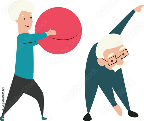 Senior Couple Exercise Ball Fitness