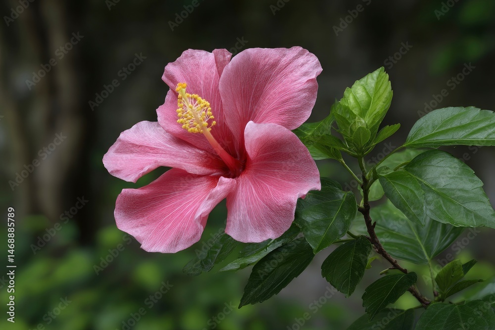 Naklejka premium Delicate Pink Hibiscus: A Serene Floral Study