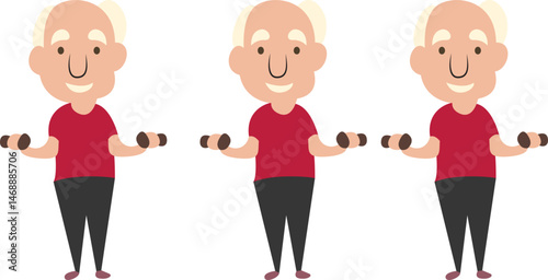 Elderly Man Lifting Weights Exercise