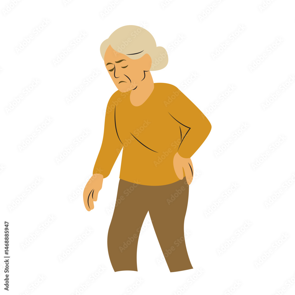 Fototapeta premium Elderly Woman Experiencing Back Pain Illustration