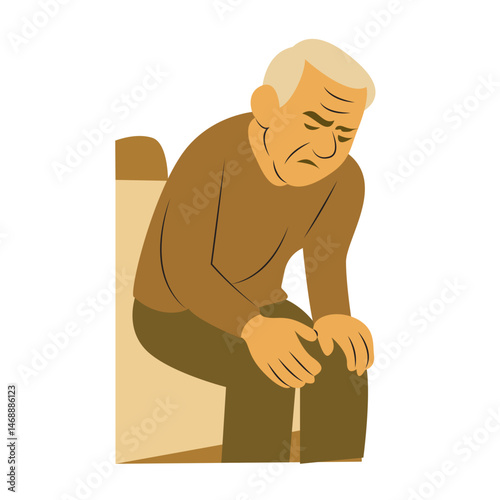 Elderly Man Knee Pain Illustration