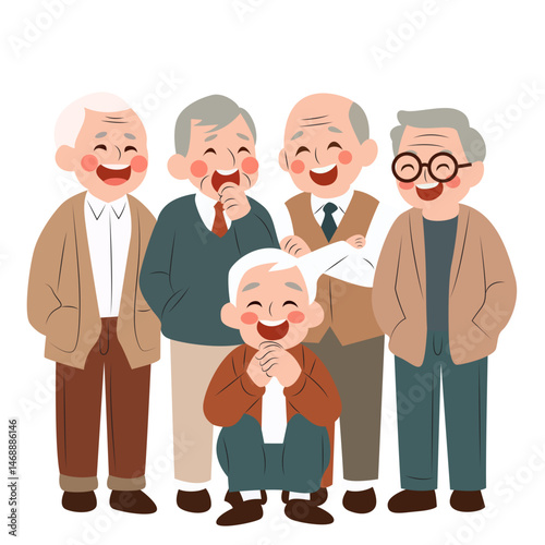 Happy Senior Men Group Laughing Together