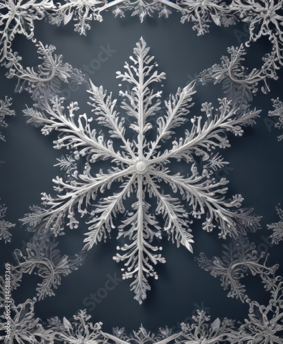 Intricate snowflake border, elegant Christmas card design ,  winter wonderland,  pattern,  snowflake