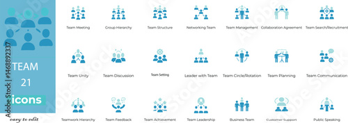 Enhance teamwork visuals with our 'Team' vector set, perfect for projects needing collaboration and unity. Ideal for business and education.
