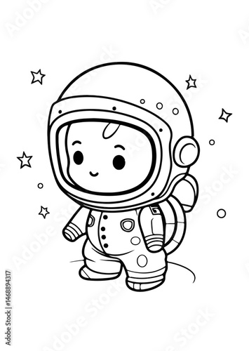 Cute Cartoon Astronaut in Space