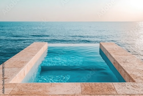 Infinity pool on cliff overlooking ocean