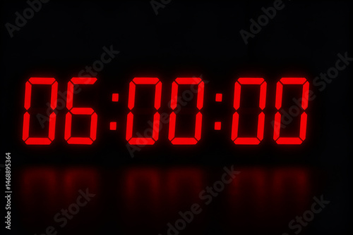 Digital clock displaying 6:00 in bright red LED numbers on a black background.
