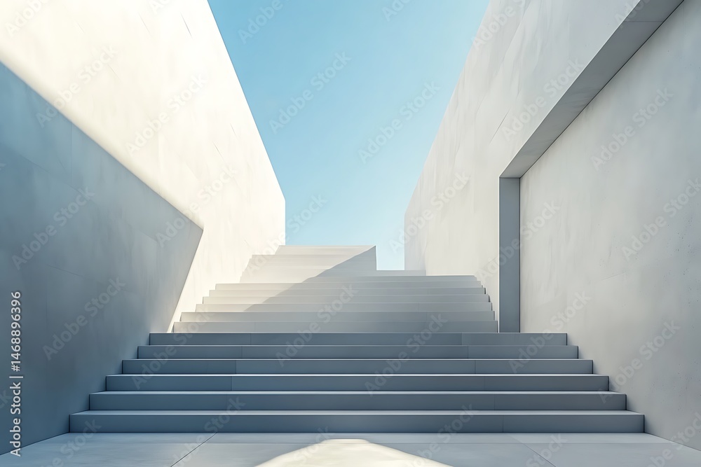 Fototapeta premium Modern Minimalist Architecture Steps Ascending to a Bright Sky