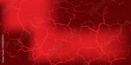 striking red and black cracked texture background, resembling molten lava or fractured earth.Eps 10