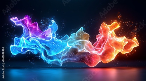 Dynamic colorful waves digital art abstract design vibrant environment artistic viewpoint visual concept