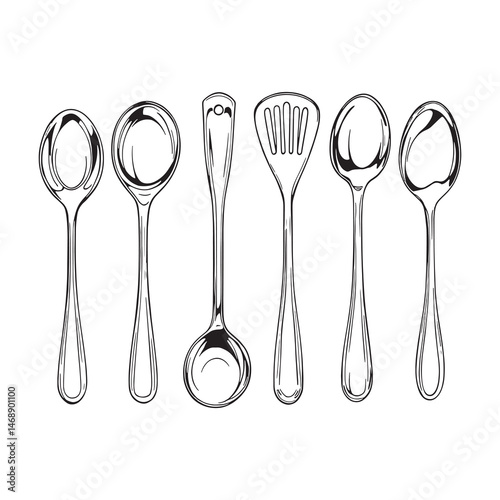 elegant kitchen spoon line art design for culinary purposes