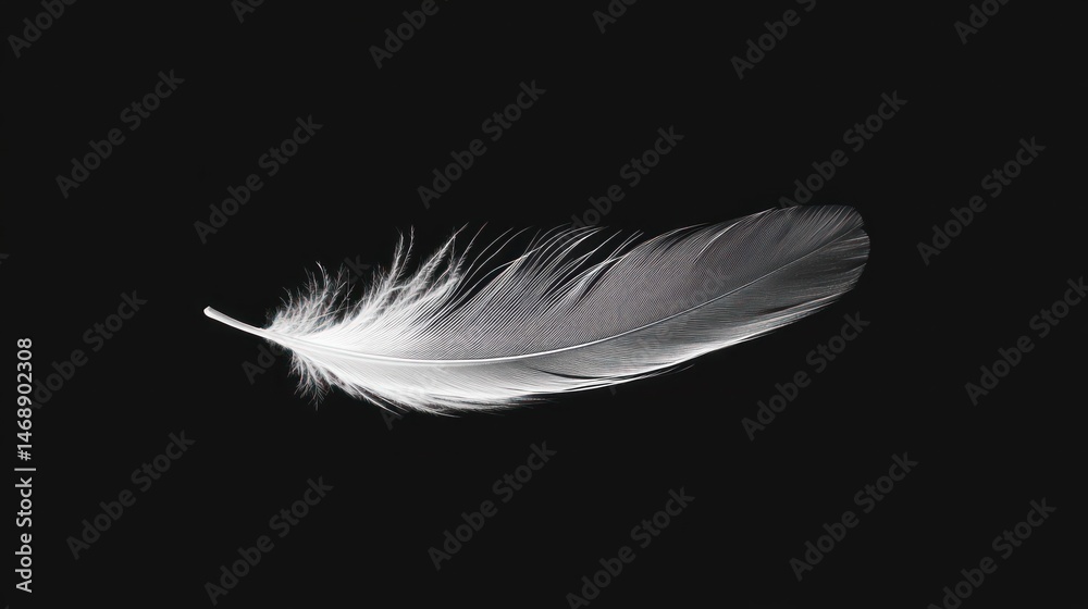 Obraz premium Delicate feather on black background