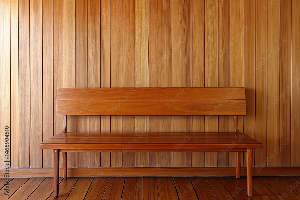 Wooden bench against a wooden wall Wooden bench against a wooden wall