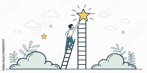 Business ambition and growth vector concept. Symbol of career success, goal, objective. Minimal design