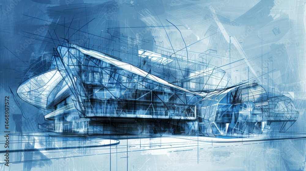 Obraz premium Futuristic architectural sketch
