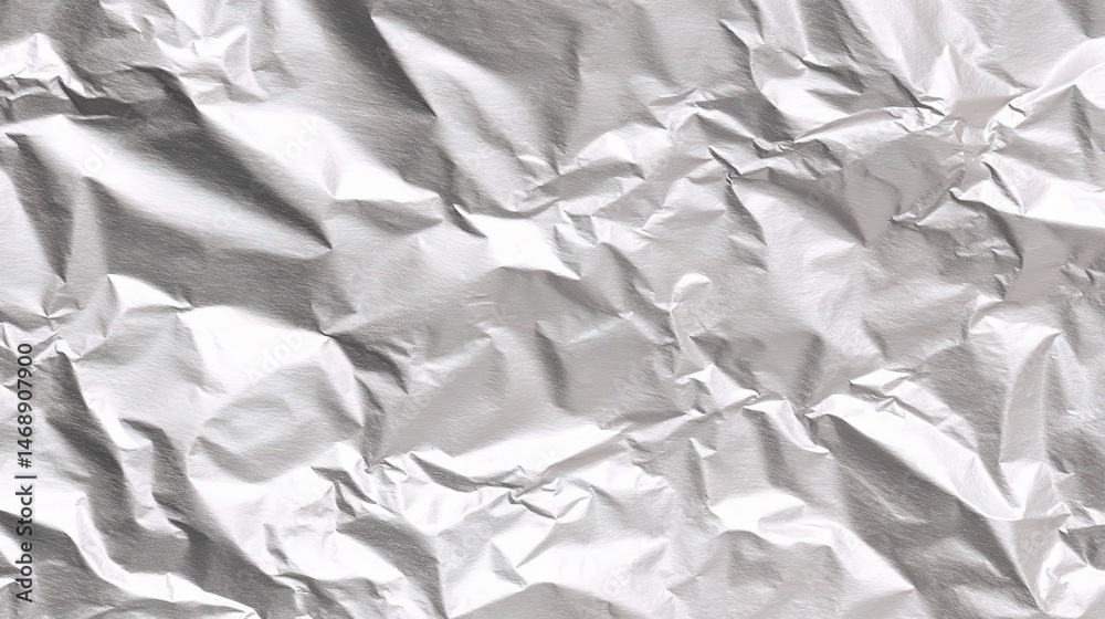 Obraz premium Crinkled Silver Foil Texture on Light Background for Creative Projects