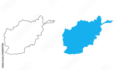 afghanistan Country Map. Blue silhouette and outline isolated on white background