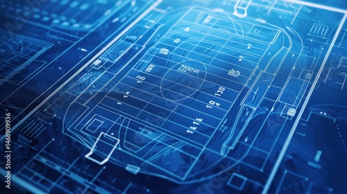 Futuristic football field blueprint