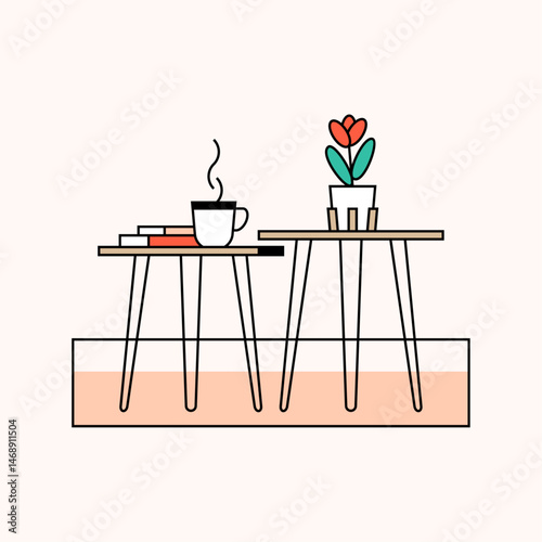 Simple Modern Furniture Table with Coffee and books