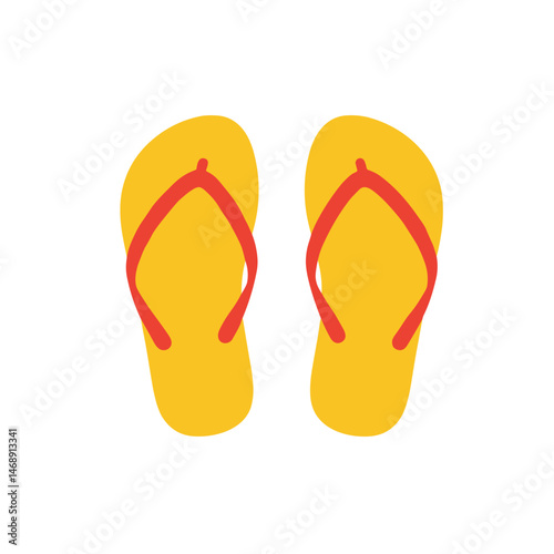 Colorful flip-flops illustration in yellow and red without background
